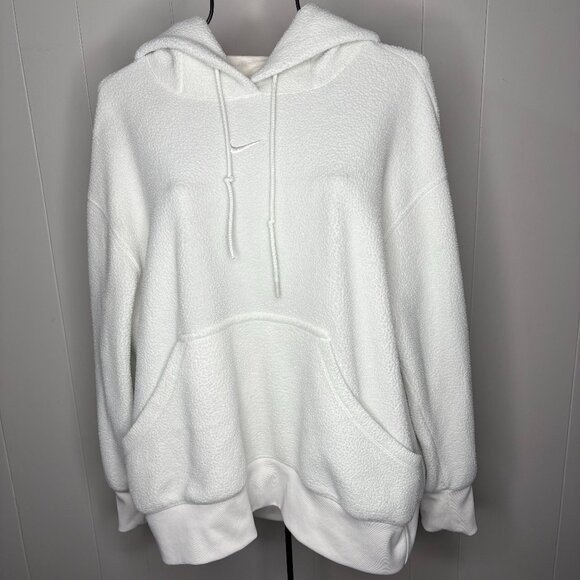 Nike Women's Sherpa Phoenix Fleece Ivory White Hoodie Sweatshirt Size Medium M - Picture 1 of 7